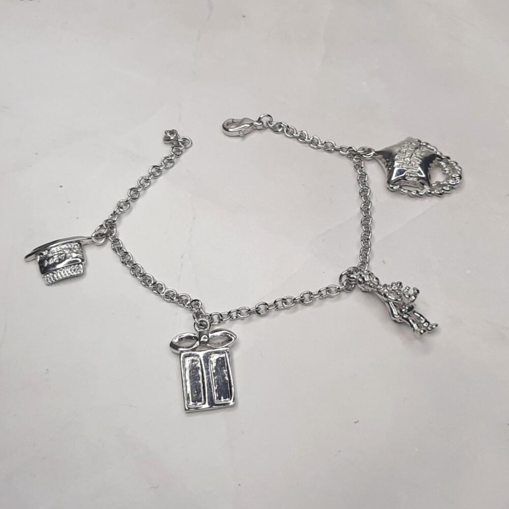 Silver Tone Birthday Charm Bracelet